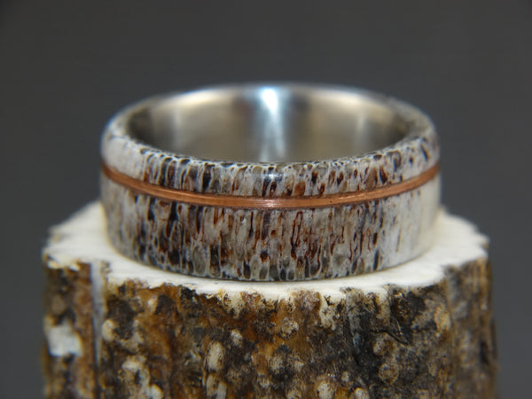Antler Ring - "Copper Wire" Deer Antler - artisan-antler-rings