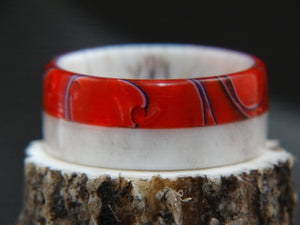 Acrylic " Red Waves" Deer Antler - artisan-antler-rings