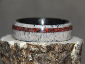 Antler Ring - "Fire Opal" Deer Antler - artisan-antler-rings