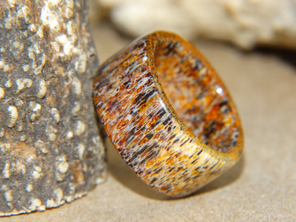 Antler Ring - "Natural Orange" Deer Antler - artisan-antler-rings