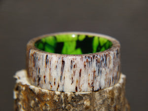 Antler Ring - "Bright Camo" Deer Antler - artisan-antler-rings
