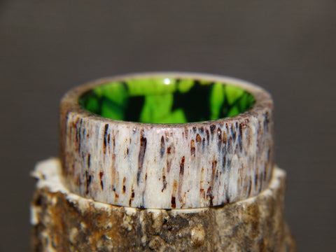Antler Ring - "Bright Camo" Deer Antler - artisan-antler-rings