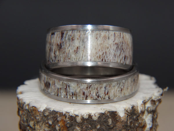 Antler Ring - "Sidewalls/ Stainless Steel Core Couples Set" Deer Antler