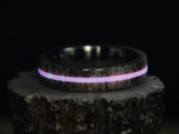 Antler Ring "Pink Glow" Deer Antler