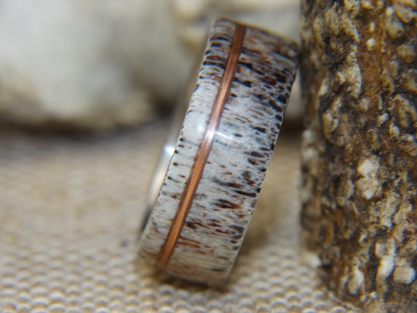 Antler Ring - "Copper Wire" Deer Antler - artisan-antler-rings